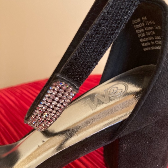 GEM Black Chunky Heel w/ Rhinestones - Picture 5 of 5
